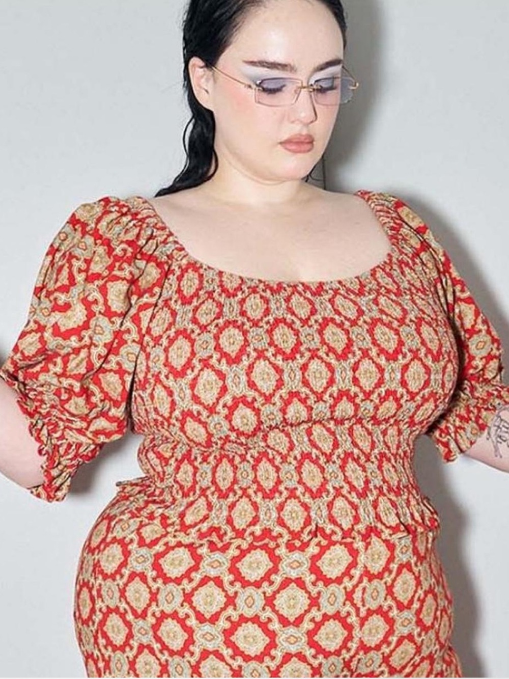 XS Fashion Brand Company Fancy Red Couch Smocked Blouse